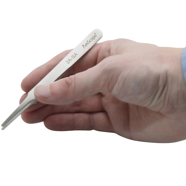 Amscope High Precision 4 1/2 in. Tapered Flat Tip Tweezers TW-049-10PK - main